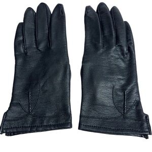 Womens Vintage Gloves Vegan Leather/Vinyl Knit Lined Size M